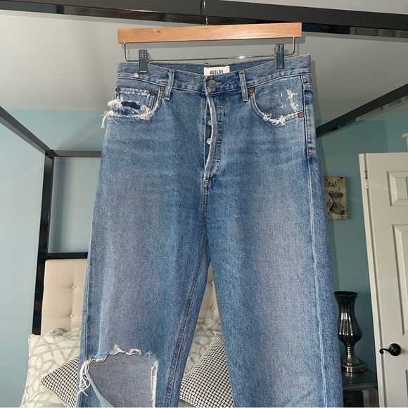 AGOLDE 90's Pinch Waist Lineup Jaime Wash Vintage Distressed Ripped {$198} Sz 31 - Picture 3 of 13